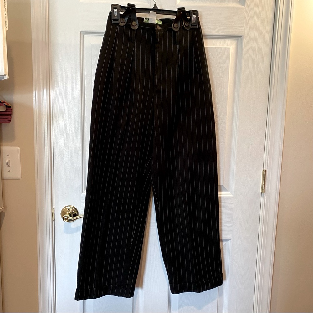 Vintage Black Pinstripe Suit Pants